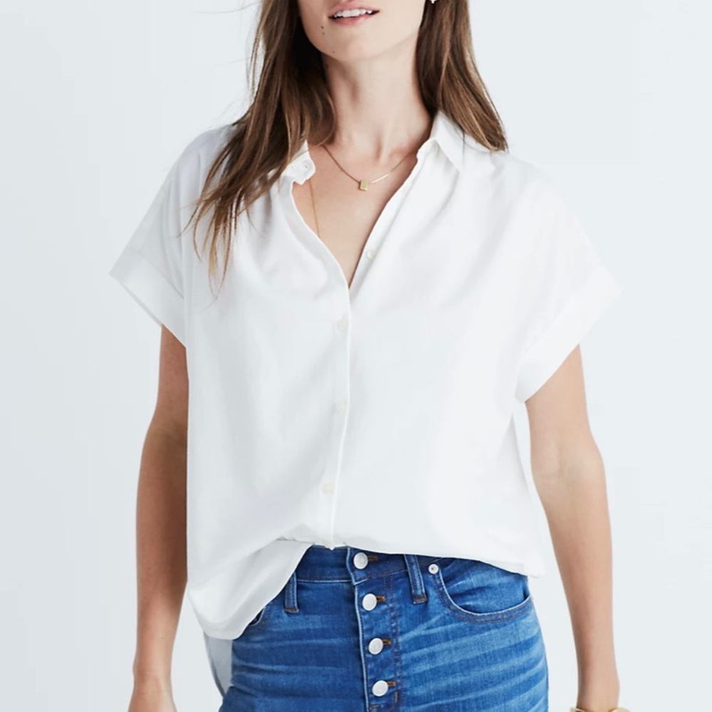 Madewell cotton blend button top